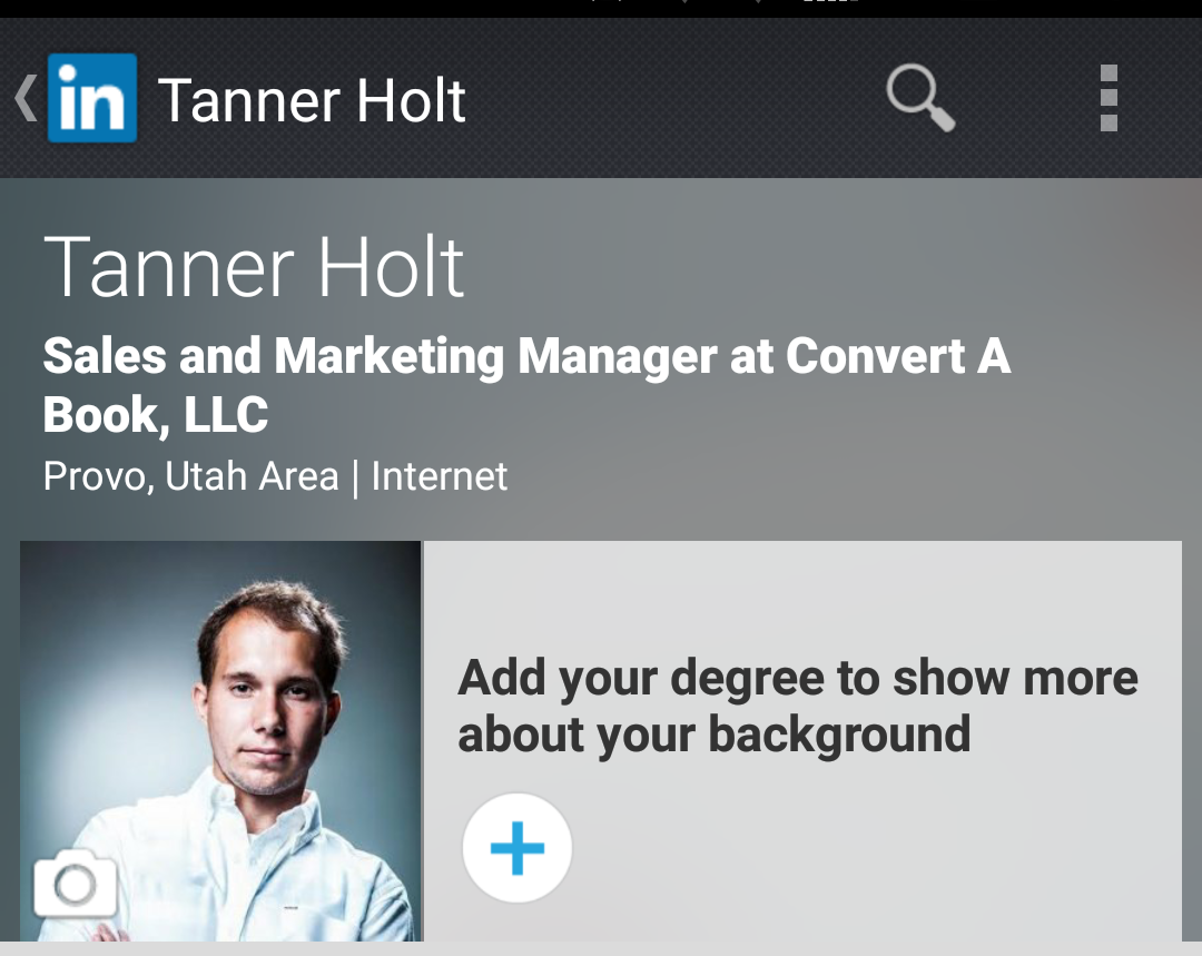 Mobile LinkedIn Tanner Holt